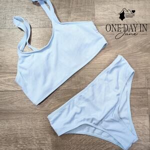 Aleumdr Crop Ribbed Bikini Swimsuit Size 11Y